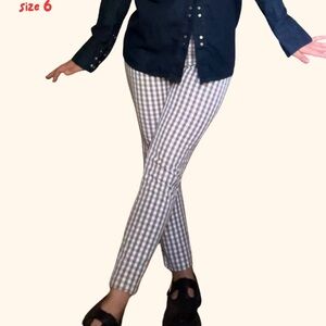 A New Day Brown & Cream Gingham Slim Pants – Size 6